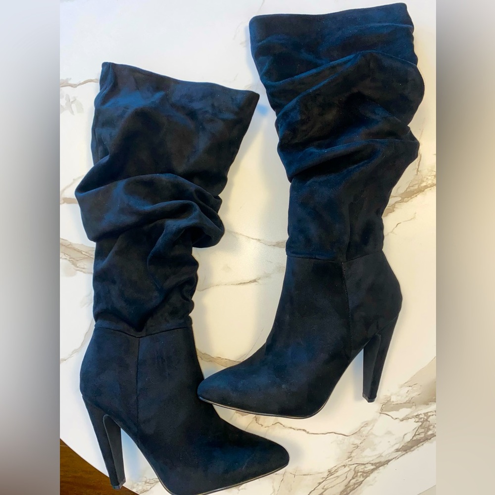 Never Worn-Black knee-high boots, size 8.5